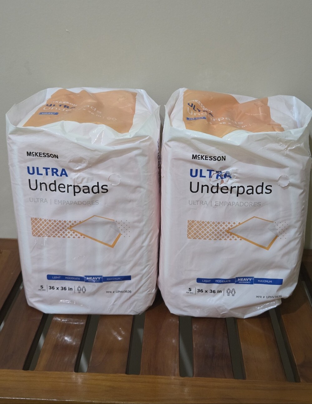 2 McKesson Ultra Underpads 36 in x 36 in. Heavy Absorbency, 5 Count NEW